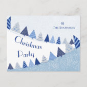 Whimsical Blue Trees Invitation Holiday Briefkaart (Voorkant)