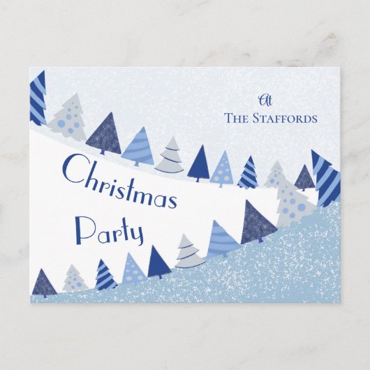 Whimsical Blue Trees Invitation Holiday Briefkaart (Voorkant)