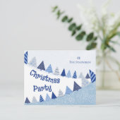 Whimsical Blue Trees Invitation Holiday Postcard Feestdagenkaart (Staand voorkant)
