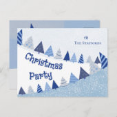 Whimsical Blue Trees Invitation Holiday Postcard Feestdagenkaart (Voorkant / Achterkant)