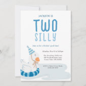 Whimsical Blue Twee Gekke Gans 2e Verjaardag Kaart (Voorkant)