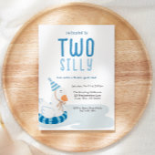 Whimsical Blue Twee Gekke Gans 2e Verjaardag Kaart