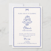 Whimsical Blue, verjaardagstaart, verjaardagsfeest Kaart (Voorkant)