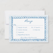 Whimsical Blue Watercolor Stripe Wedding RSVP Kaartje (Voorkant)