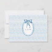 Whimsical Blue Watercolor Stripe Wedding RSVP Kaartje (Achterkant)