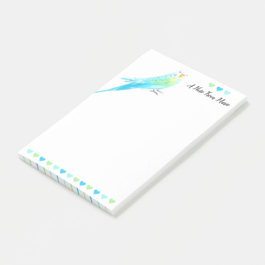 Whimsical Blue Waterverf Budgie Parakeet Post-it® Notes (Schuin)