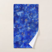 Whimsical Blue Waterverf Gold Bronze Moon Stars Bad Handdoek (Handdoek)