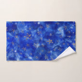 Whimsical Blue Waterverf Gold Bronze Moon Stars Bad Handdoek (Handdoek)