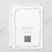 Whimsical Blue Waterverf QR Code Vrijgezellenfeest Kaart (Achterkant)