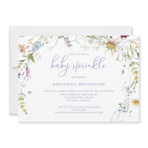 Whimsical Blue Waterverf Wildflower Baby Sprinkle