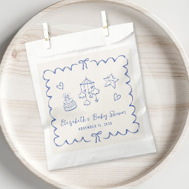Whimsical Blue Wavy Lijst Baby Boy Shower Bedankzakje