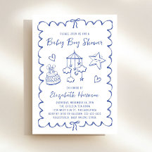 Whimsical Blue Wavy Lijst Baby Boy Shower