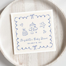Whimsical Blue Wavy Lijst Baby Boy Shower