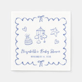 Whimsical Blue Wavy Lijst Baby Boy Shower Servet (Voorkant)