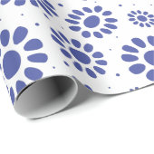 Whimsical Blue White Abstract Daisy Pattern Cadeaupapier (Rol Hoek)