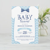 Whimsical Blue White Bow Stropdas Baby Boy Baby sh Kaart (Staand voorkant)