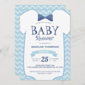 Whimsical Blue White Bow Stropdas Baby Boy Baby sh Kaart (Voorkant / Achterkant)