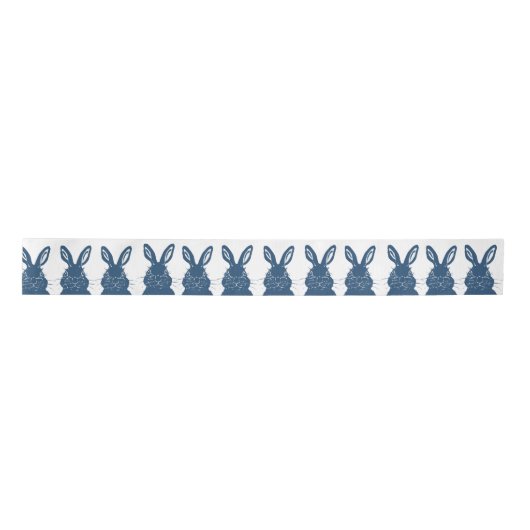 Whimsical Blue & White Bunny Rabbit Easter Pattern Satijnen Lint (Voorkant)