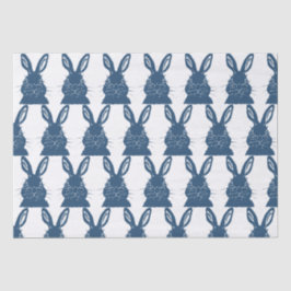 Whimsical Blue & White Bunny Rabbit Easter Pattern Tissuepapier
