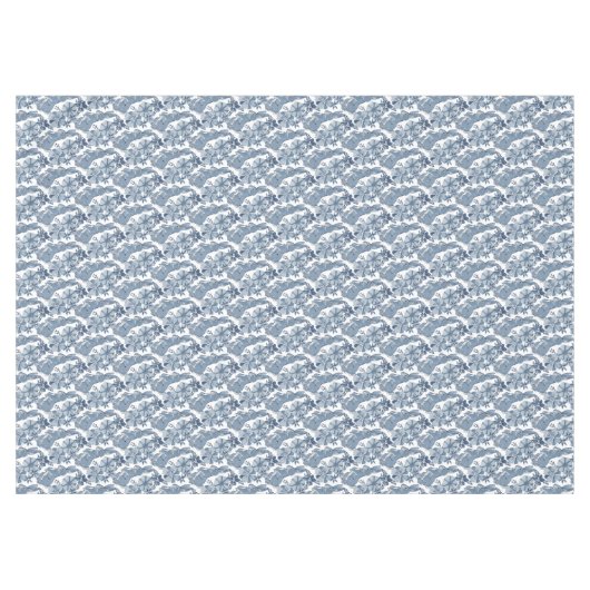 Whimsical Blue White Bunny Rabbit Floral Easter Tafelkleed (Voorkant (Horizontaal))