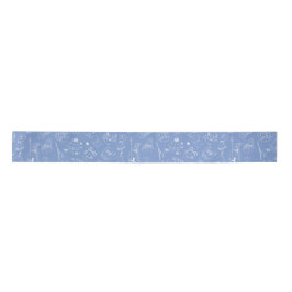 Whimsical Blue White Christmas Doodle Ribbon Satijnen Lint