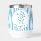 Whimsical Blue White Stripe Preppy Monogram (Voorkant)