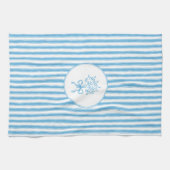 Whimsical Blue White Stripe Preppy Theedoek (Horizontaal)