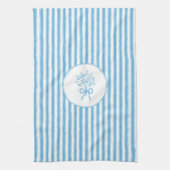 Whimsical Blue White Stripe Preppy Theedoek (Verticaal)