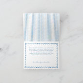 Whimsical Blue White Watercolor Stripe Wedding Bedankkaart (Binnen)