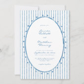 Whimsical Blue White Watercolor Stripe Wedding Kaart (Voorkant)