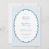 Whimsical Blue White Watercolor Stripe Wedding Kaart (Voorkant)