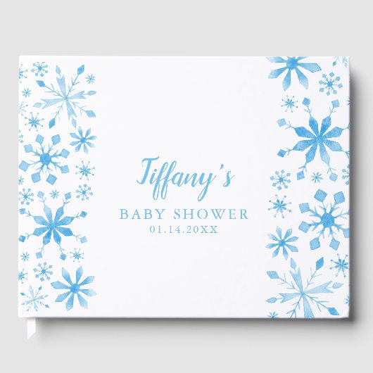 Whimsical Blue Winter Wonderland Baby shower Gastenboek (Voorkant)