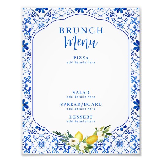 Whimsical Blue Yellow Lemon Vrijgezellenfeest Sign Foto Afdruk (Voorkant)