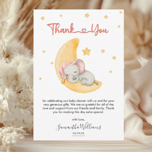 Whimsical Blush Elephant Baby shower Bedankkaart