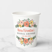 Whimsical Blush en Coral Floral Vrijgezellenfeest Papieren Bekers (Achterkant)