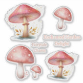 Whimsical Blush Enchanted Mushrooms Nieuw adres Sticker (Voorkant)