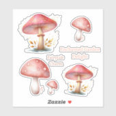 Whimsical Blush Enchanted Mushrooms Nieuw adres Sticker (Vel)