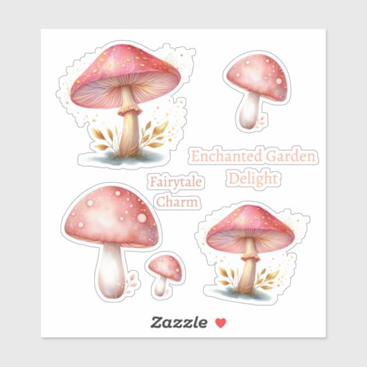 Whimsical Blush Enchanted Mushrooms Nieuw adres Sticker (Vel)