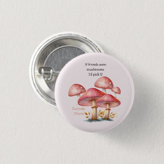 Whimsical Blush Enchanted Mushrooms Ronde Button 3,2 Cm (Voorkant /achterkant)