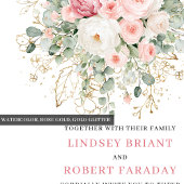 Whimsical Blush Floral Boho Wedding Invitation Kaart
