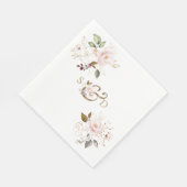 Whimsical Blush Gold Flowers Monogram Weddenschap Servet (Hoek)
