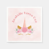 Whimsical Blush Pink Unicorn Birthday Servet (Voorkant)