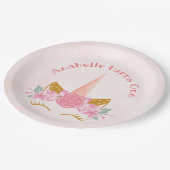 Whimsical Blush Pink Unicorn First Birthday Papieren Bordje (Gekanteld)