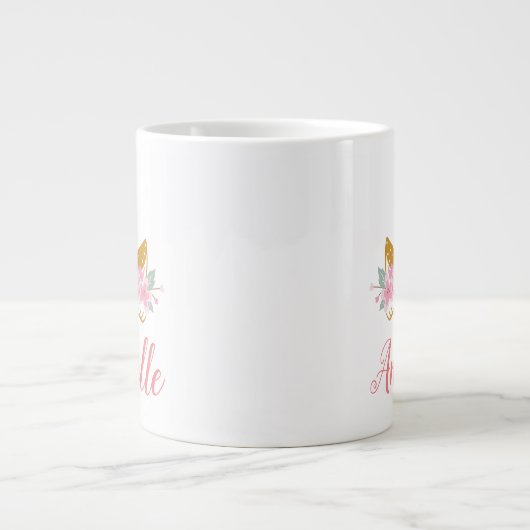 Whimsical Blush Pink Unicorn Horn Grote Koffiekop (Voorkant)