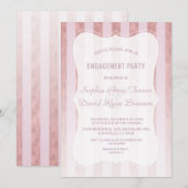 Whimsical Blush Roos Gold Stripes Engagement Party Kaart (Voorkant / Achterkant)