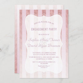 Whimsical Blush Roos Gold Stripes Engagement Party Kaart