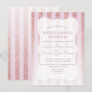Whimsical Blush Roos Gold Stripes repetitie diner Kaart