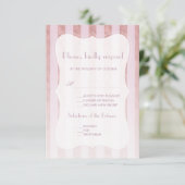 Whimsical Blush Roos Gold Stripes Wedding RSVP Kaartje (Staand voorkant)