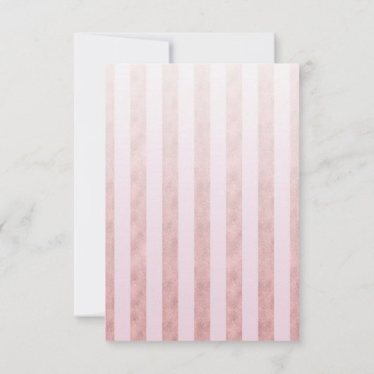 Whimsical Blush Roos Gold Stripes Wedding RSVP Kaartje (Achterkant)