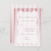 Whimsical Blush Roos Gold Stripes Wedding RSVP Kaartje (Voorkant / Achterkant)